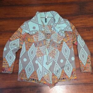Petrol Aztec Cardigan Sweater Small/Medium